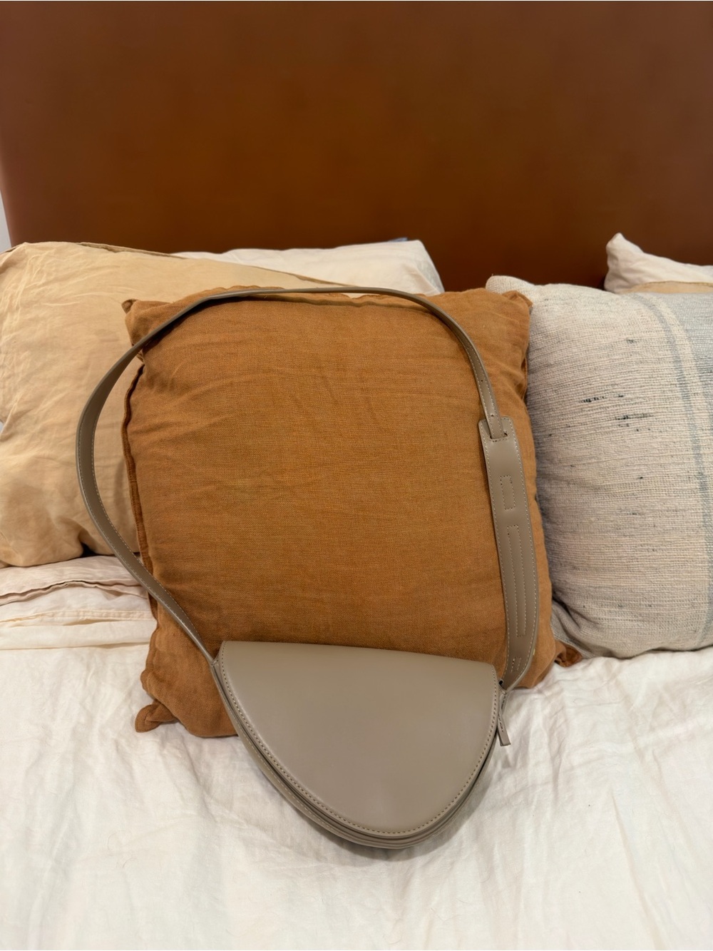 Zara Taupe Crescent Shoulder Bag